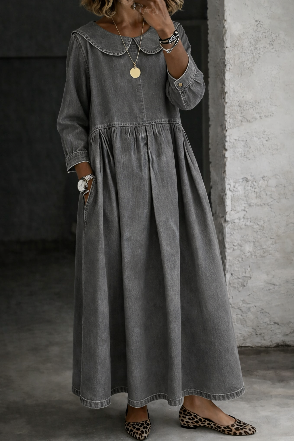 Mia | Peter Pan Collar Denim Dress