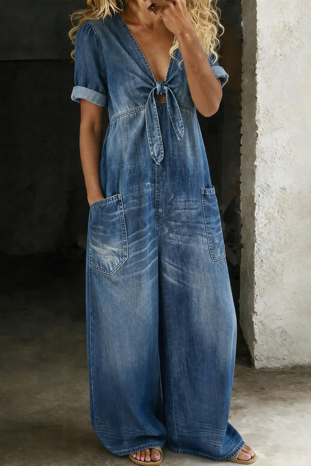 Ruby | V Neck Short Sleeve Jumpsuit