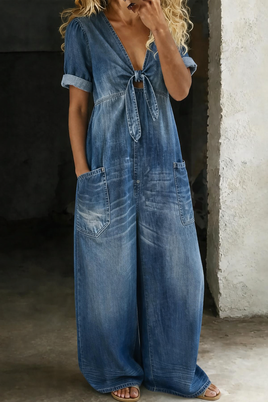 Ruby | V Neck Short Sleeve Jumpsuit
