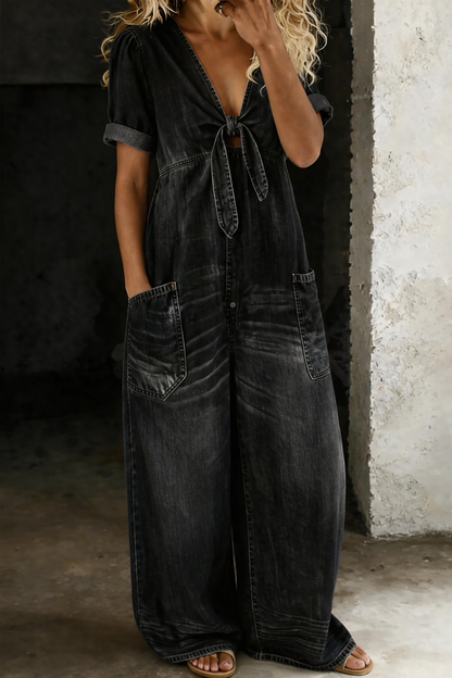 Ruby | V Neck Short Sleeve Jumpsuit