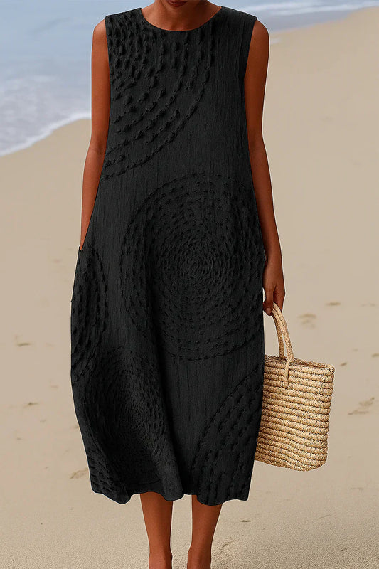ELARA™ | CASUAL DRESS WITH MOULINE PRINT