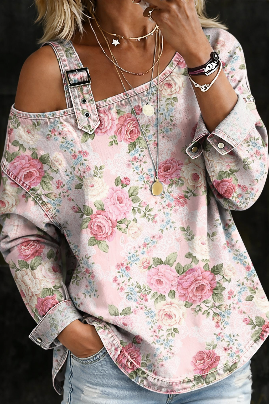 Ava | Floral Collar Denim Dress