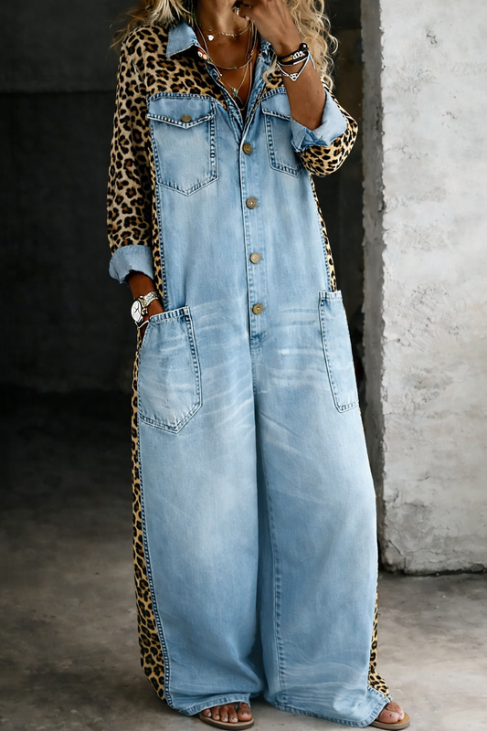 Ellie | One Piece Denim Shirt Jumpsuit