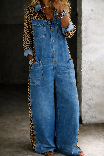 Ellie | One Piece Denim Shirt Jumpsuit