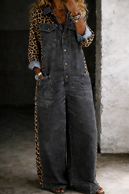 Ellie | One Piece Denim Shirt Jumpsuit