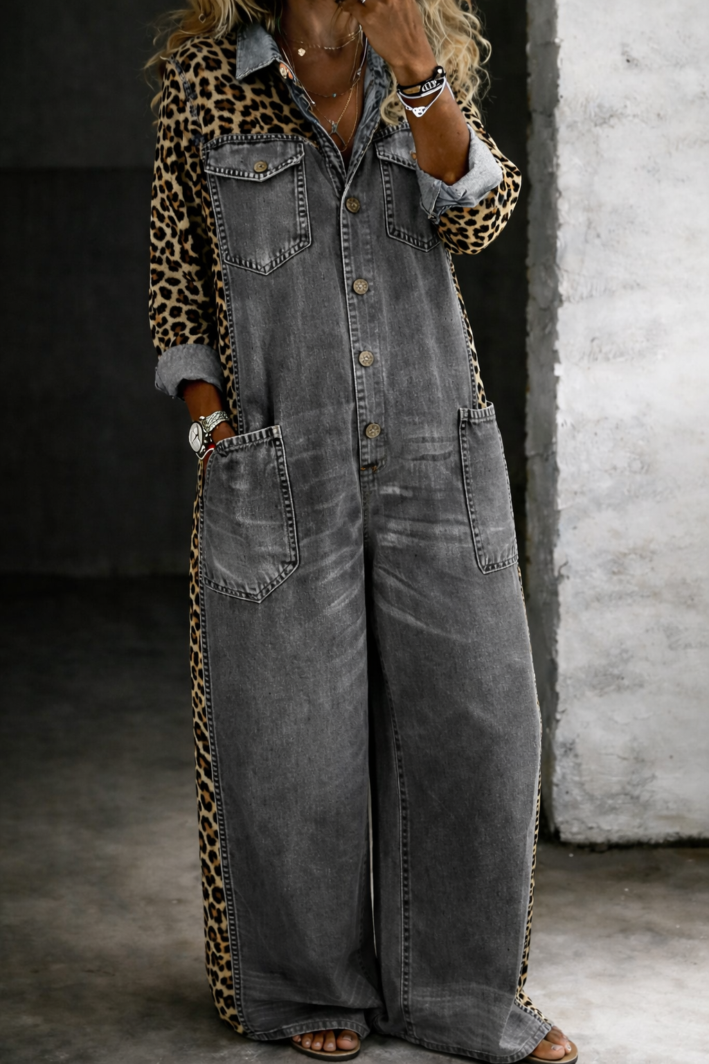 Ellie | One Piece Denim Shirt Jumpsuit