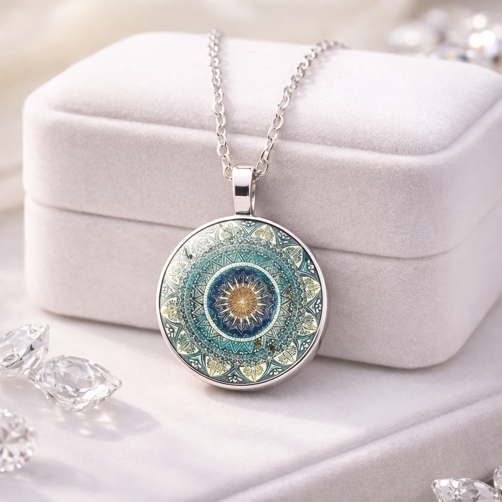 Vintage Blue Mandala Necklace