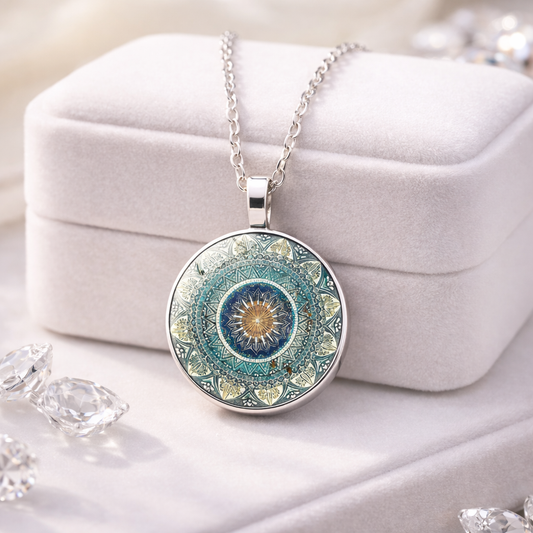 Vintage Blue Mandala Necklace