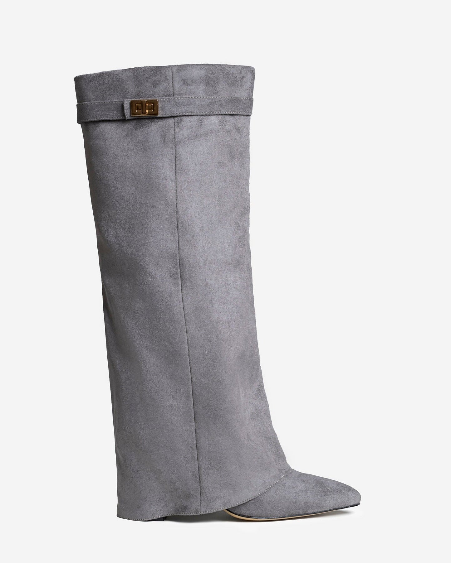 Elise | Suede Knee-High Boots - Grey