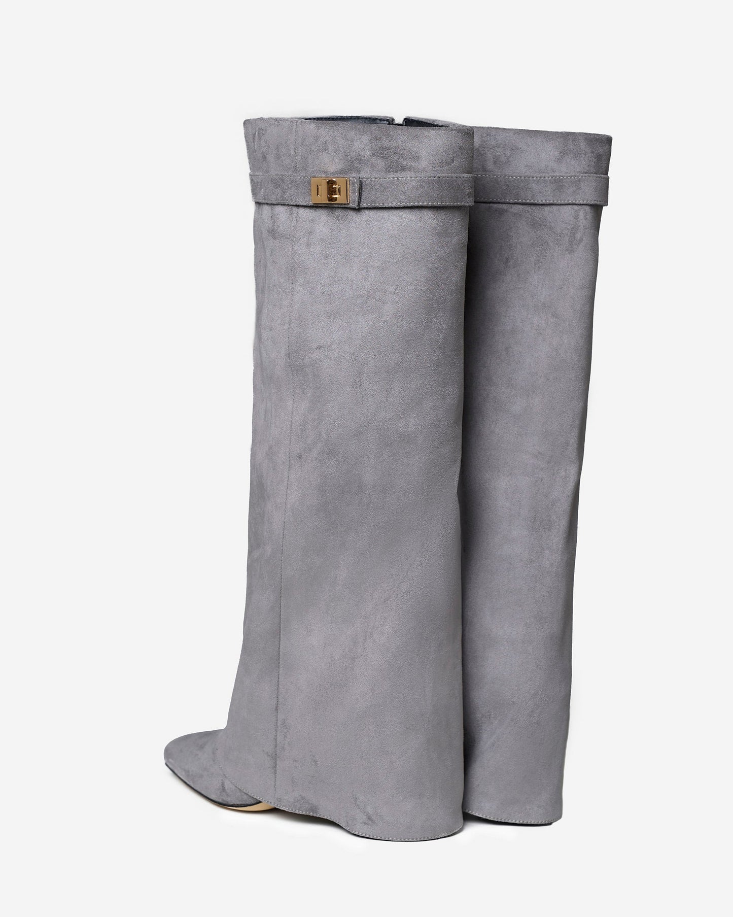 Elise | Suede Knee-High Boots - Grey