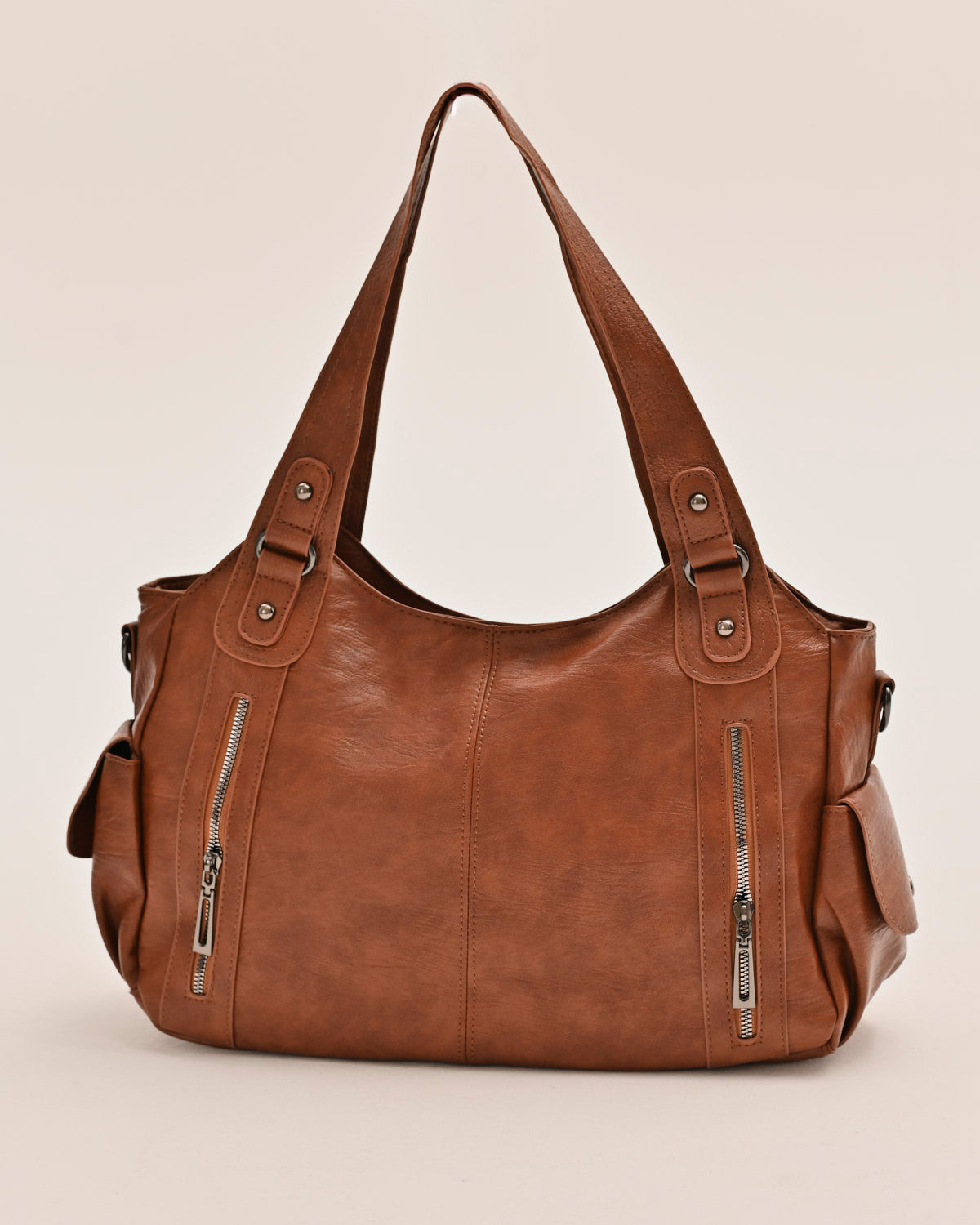 Edyisa camel shoulder bag with top handles