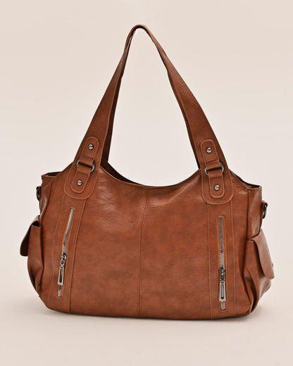 Edyisa camel shoulder bag with top handles