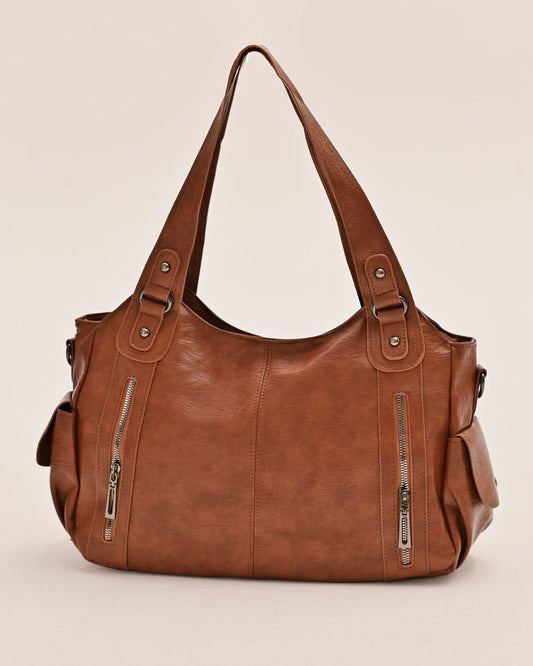 Edyisa camel shoulder bag with top handles