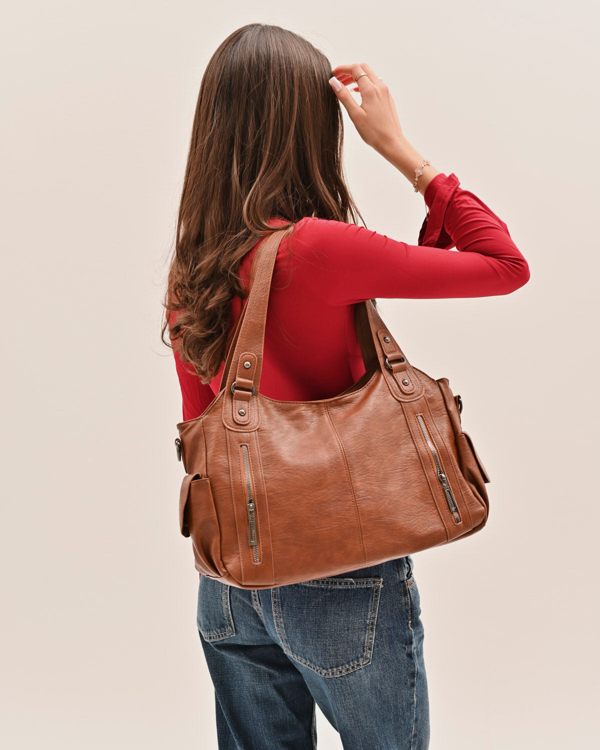 Edyisa camel everyday city shoulder bag, front view