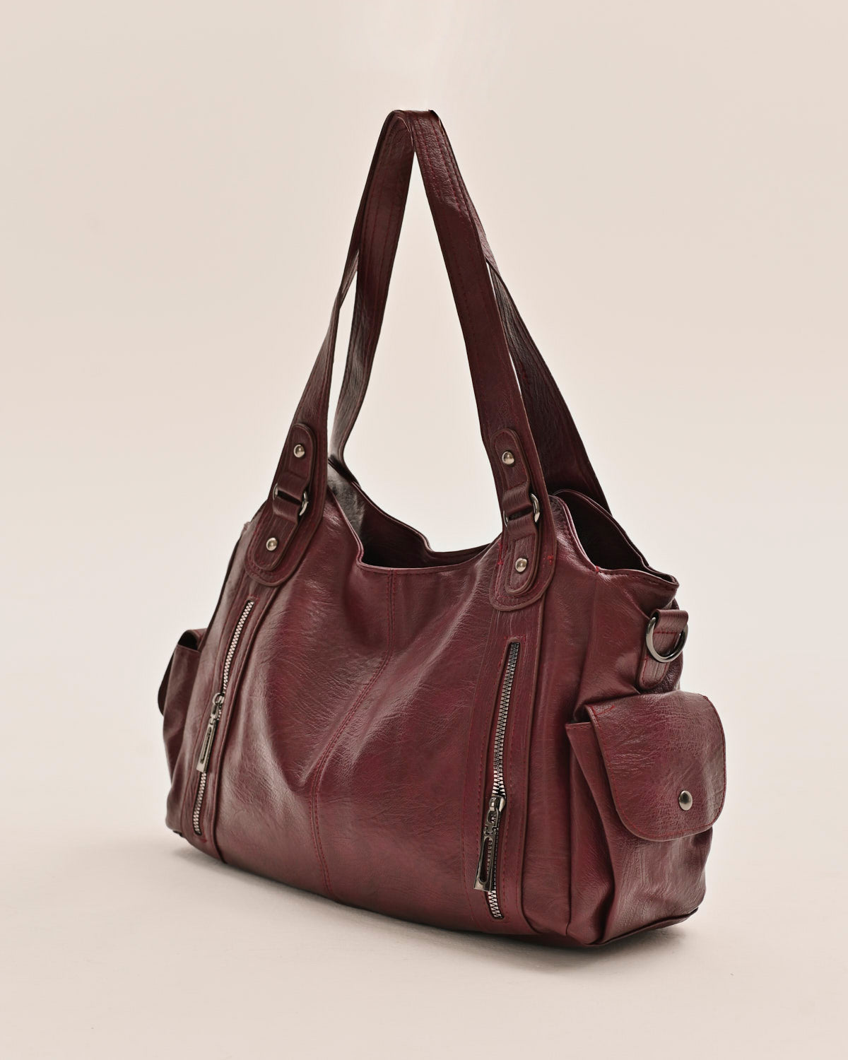Edyisa burgundy shoulder bag with top handles