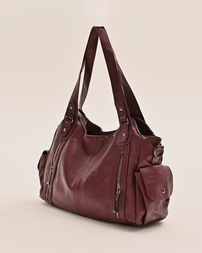 Edyisa burgundy shoulder bag with top handles