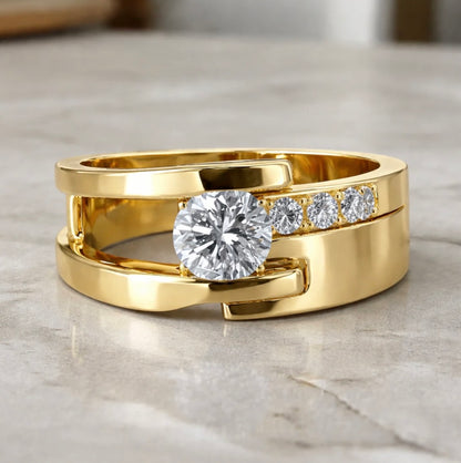 Golden Irregular Zirconia Ring