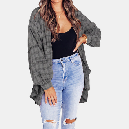 Marlowe | Oversized Raw Hem Flannel Shirt