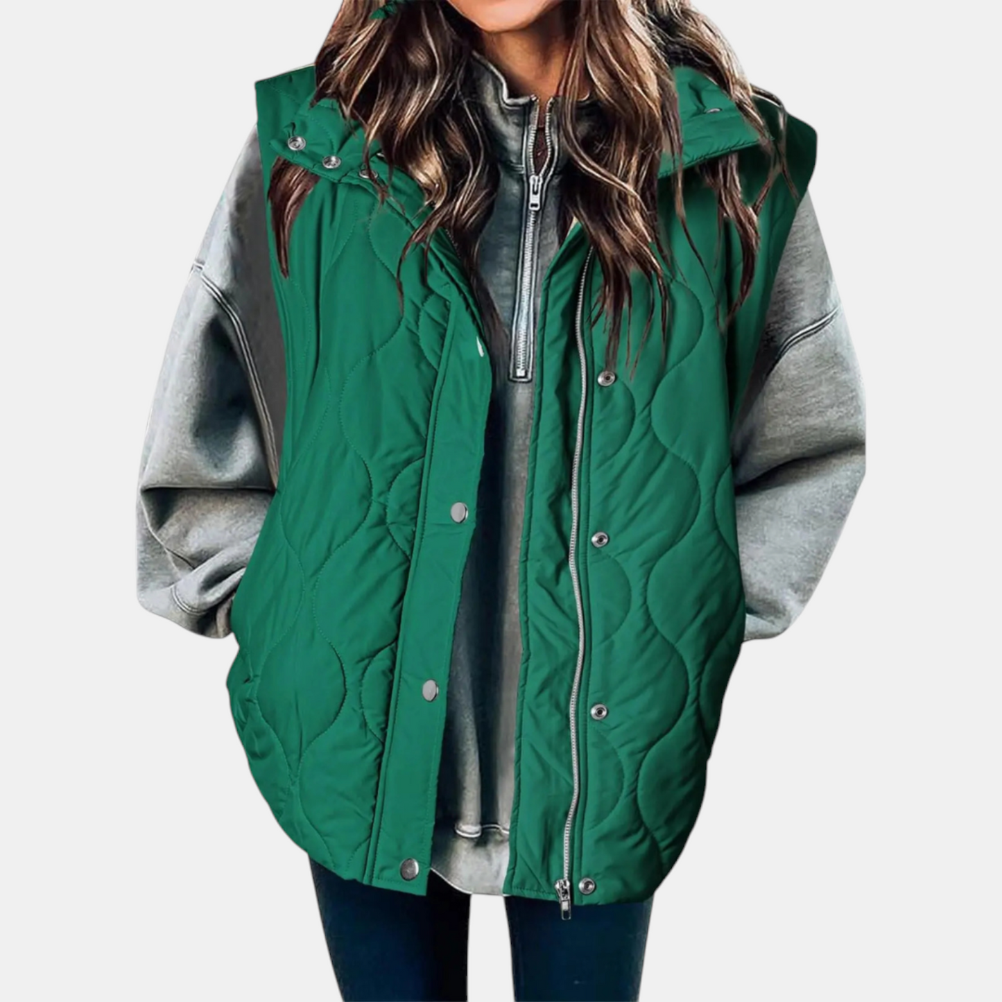 Women's Puffer Vest Quilted Zip Up Snap Button Sleeveless Coat