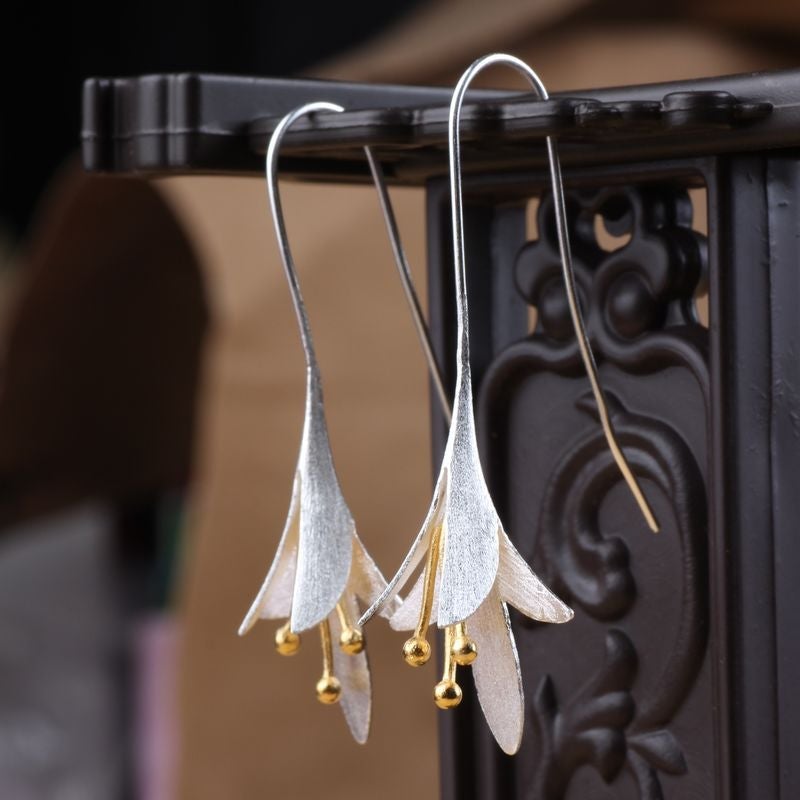 Silver Floral Earrings