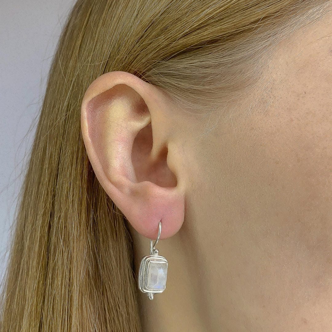 Square Moonstone Earrings