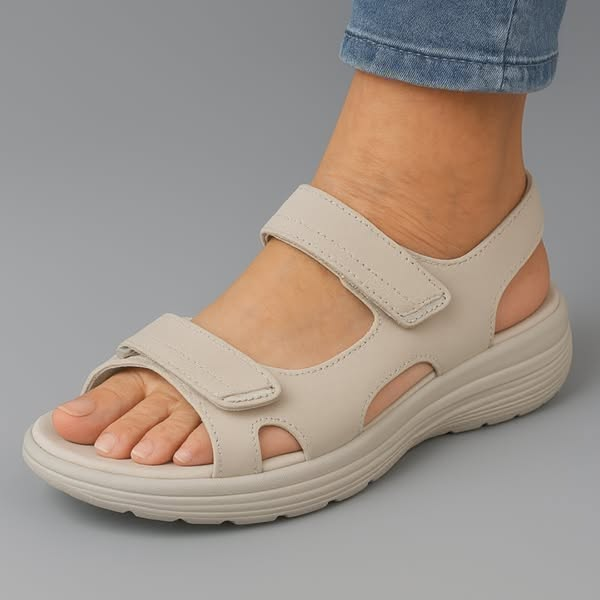 Sophie comfort sandals worn with a summer outfit