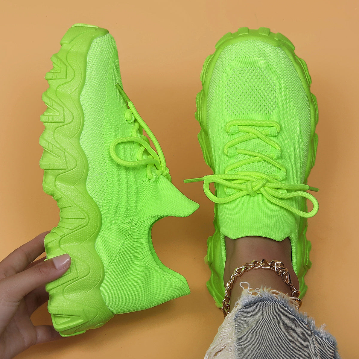 Robin | Orthopedic Slip-On Walking Shoes - Lime Green