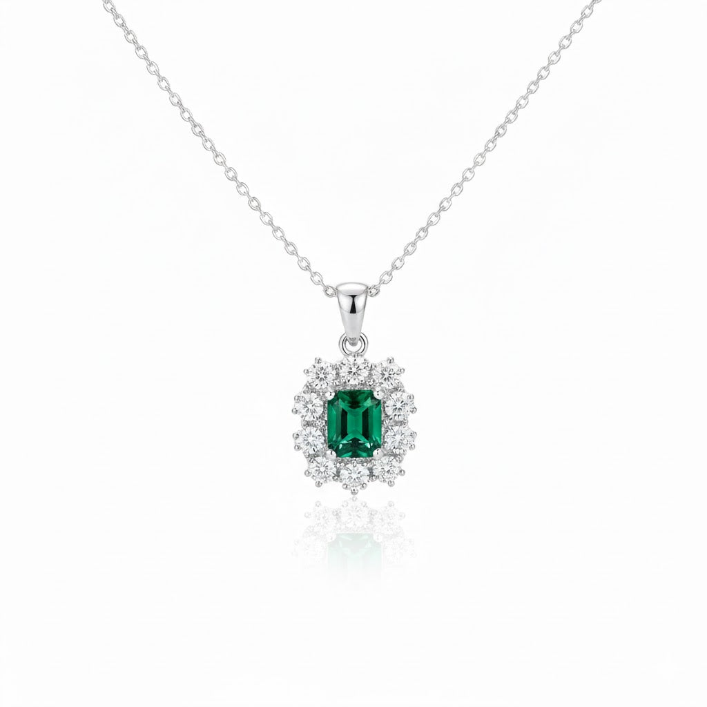 Emerald Glow Halo Necklace