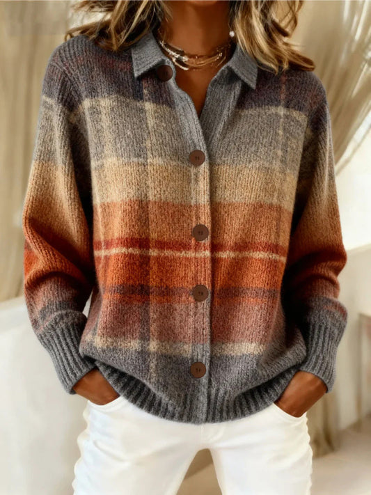 Mildred | Autumn Ombre Plaid Cardigan