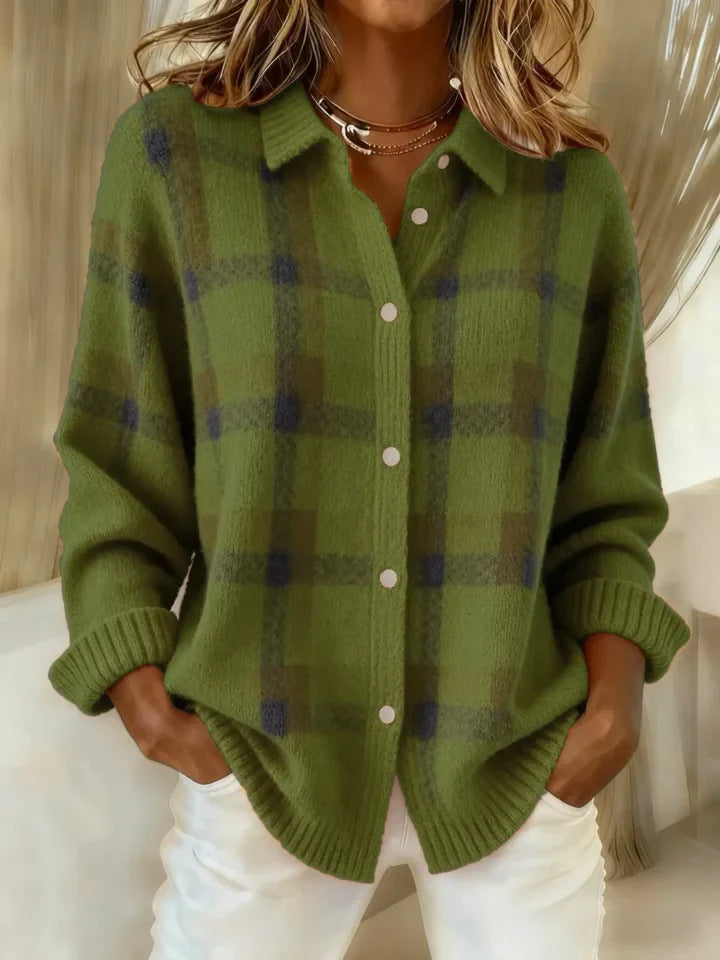 Goldie | Everyday Cozy Plaid Button Cardigan