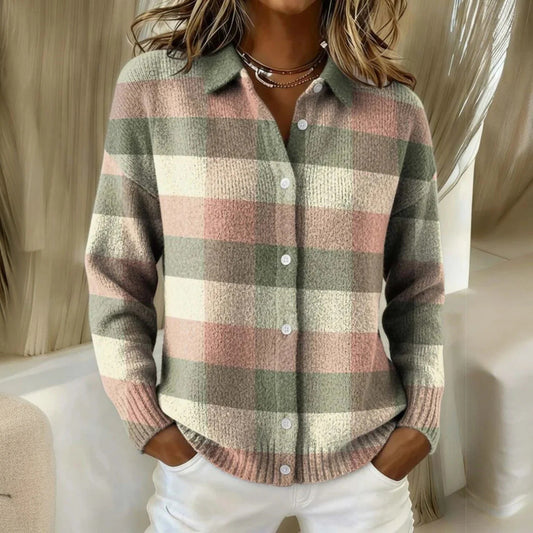 Hattie | Pastel Plaid Knit Cardigan