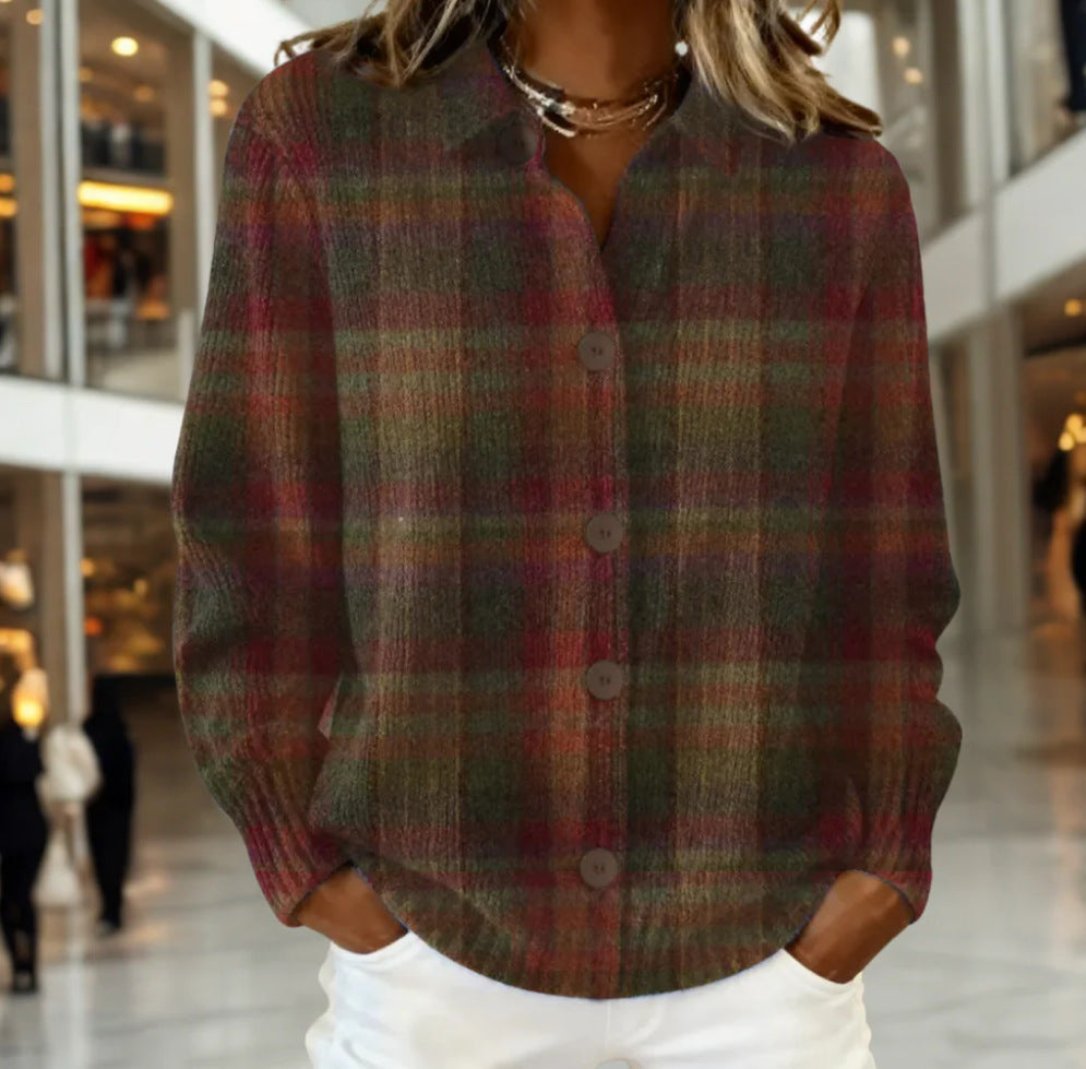 Cornelia | Classic Plaid Knit Cardigan
