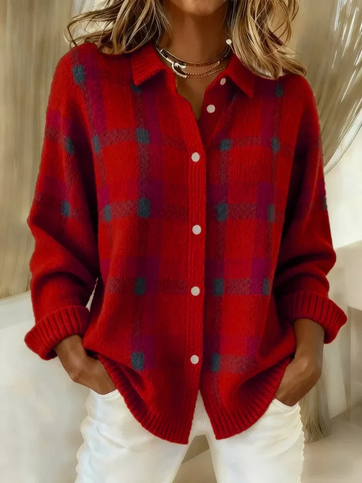 Ethel | Soft Plaid Button Cardigan