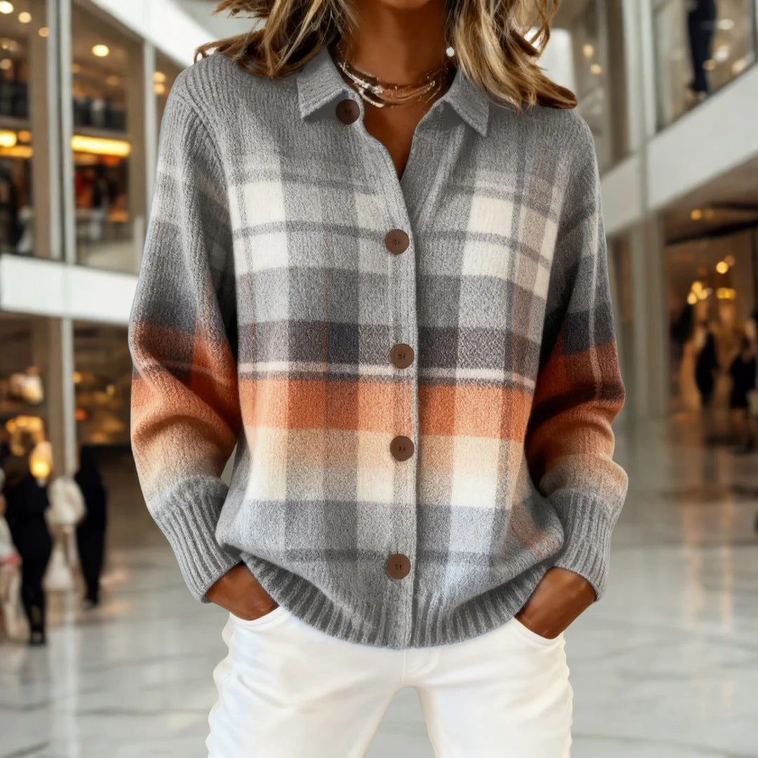 Zelda | Warm Ombre Plaid Cardigan