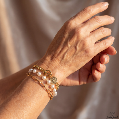 Golden Pearl Stack Bracelet