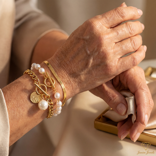 Golden Pearl Stack Bracelet