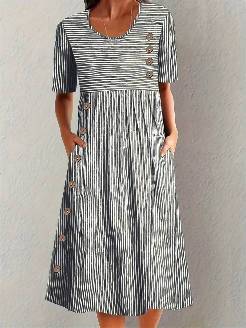 Marina | Elegant Striped Midi Dress