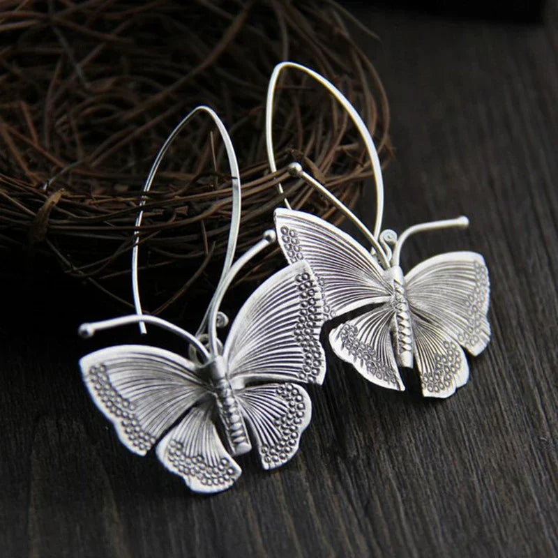 Vintage Butterfly Drop Earrings