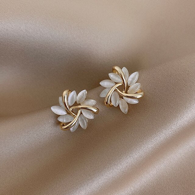 White Opal Studs