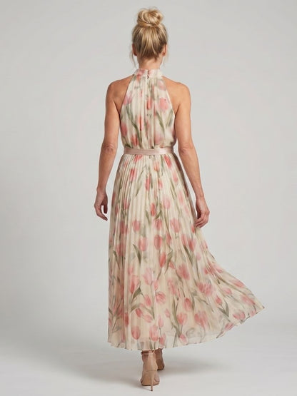 Lorvaine | Halter Neck Floral Midi Dress