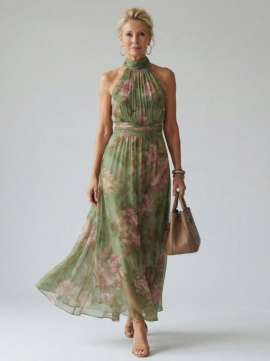 Emery | Gathered Halter Midi Dress