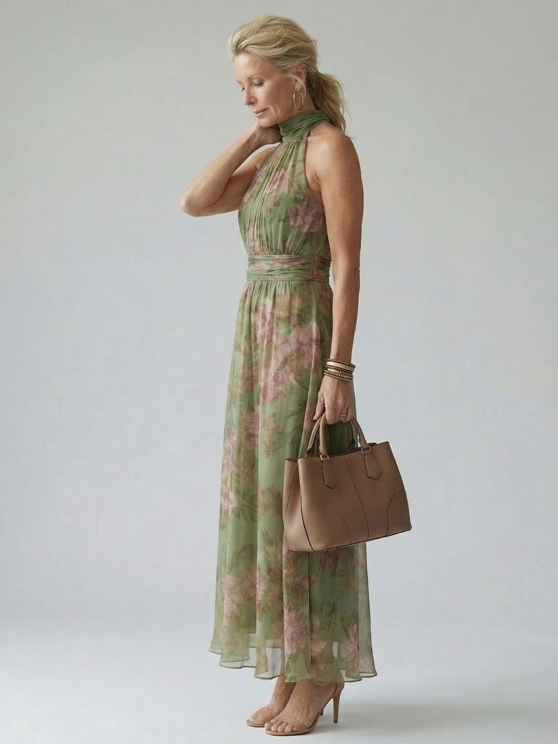 Emery | Gathered Halter Midi Dress