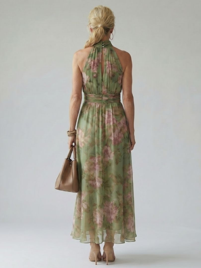 Emery | Gathered Halter Midi Dress