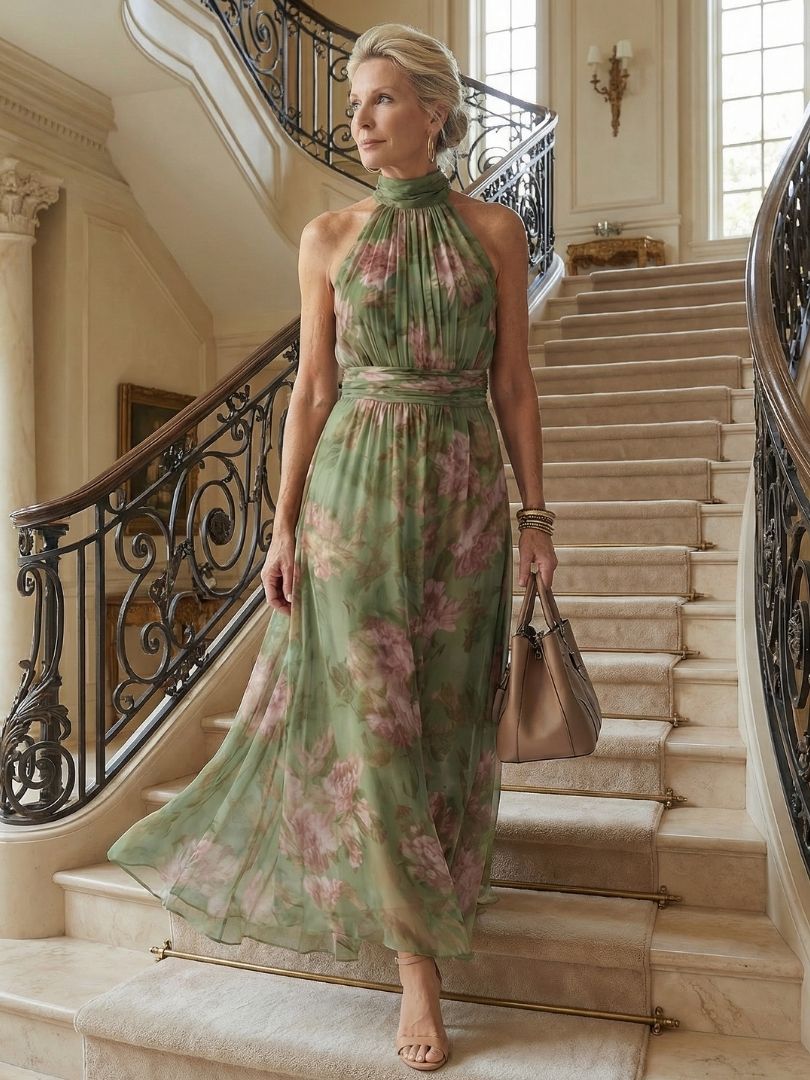 Emery | Gathered Halter Midi Dress