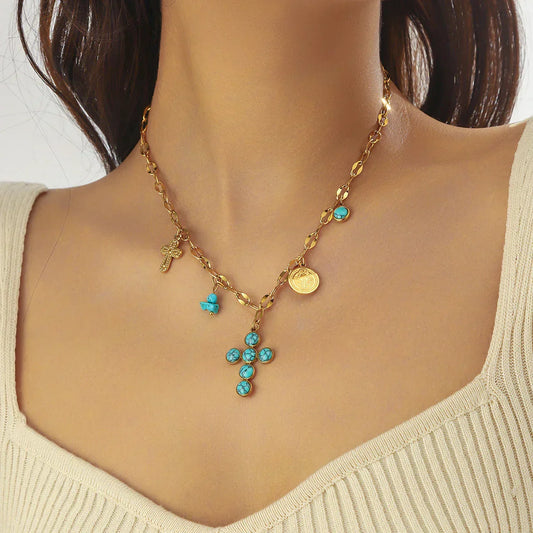 Turquoise Cross Necklace