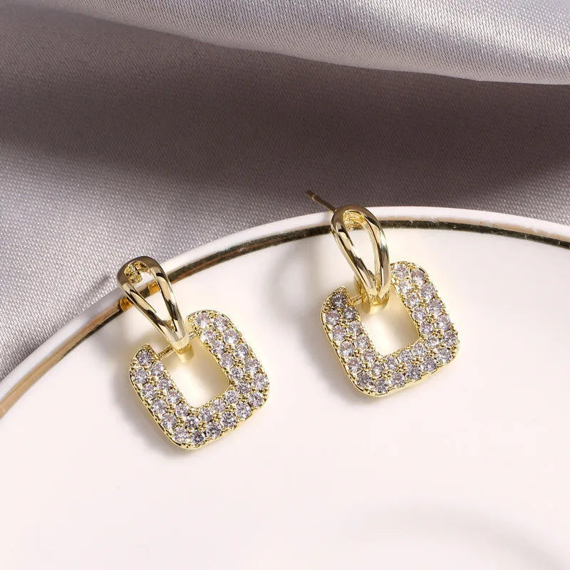 Square Crystal Drop Earrings