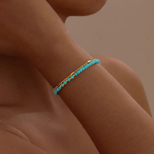 Double Chain Turquoise Bracelet