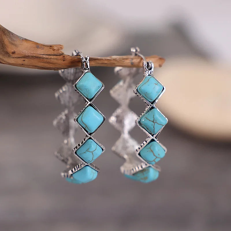 Turquoise Crescent Hoops
