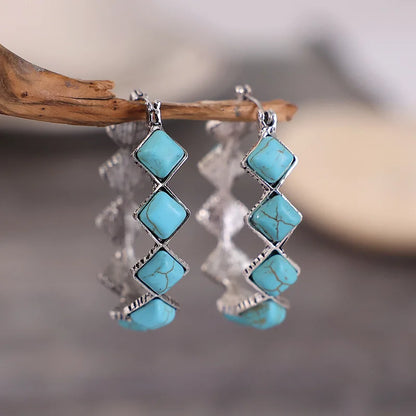 Turquoise Crescent Hoops