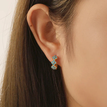 Turquoise Stone Hoops